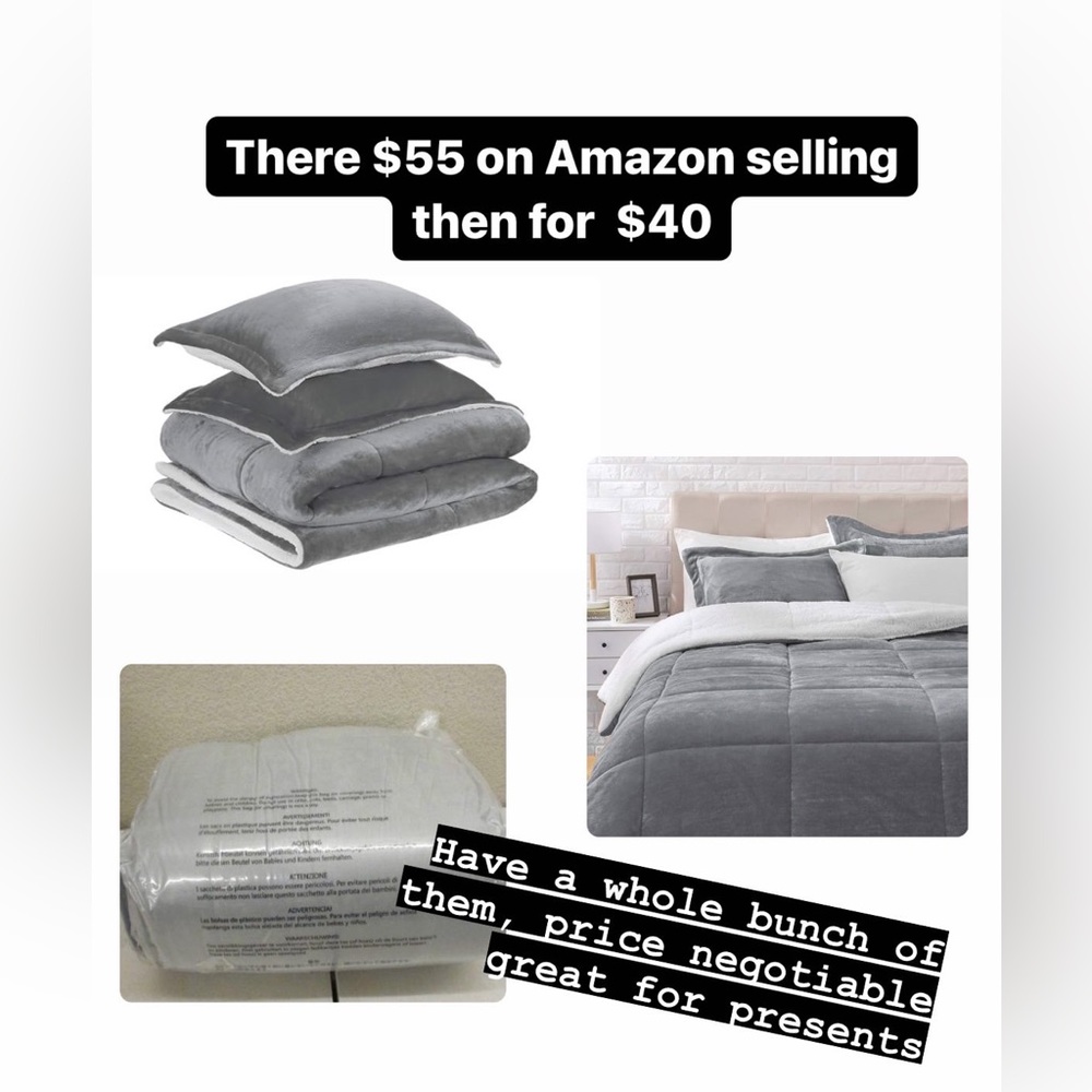 The Sherpa full/queen comfier set with 2 pillow cases (grey)